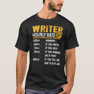 T-shirt Écrivain Horaire Écrivain Auteur Éditeur romancier