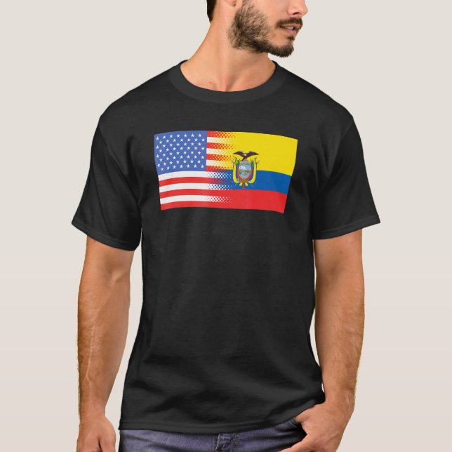 T-shirt Ecuadorian American Flag Ecuador USA (Devant)