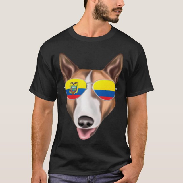 T-shirt Ecuadorian Flag Bull Terrier Dog Ecuador Pocket (Devant)
