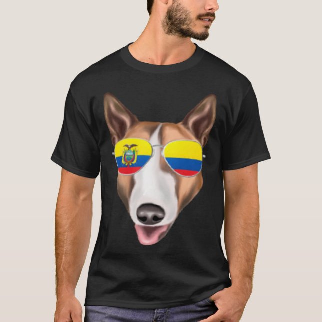T-shirt Ecuadorian Flag Bull Terrier Dog Ecuador Pocket (Devant)