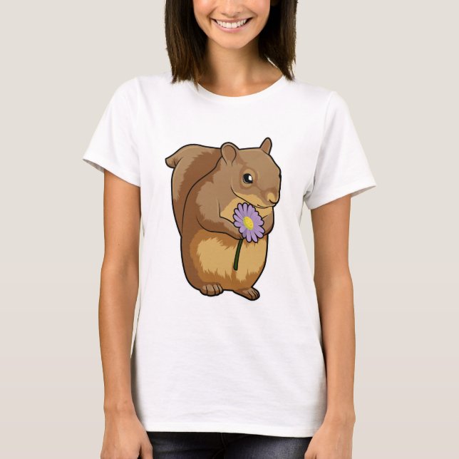 T-shirt Écureuil à fleurs violettes (Devant)