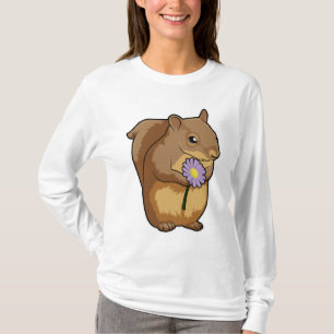 T-shirt Écureuil à fleurs violettes
