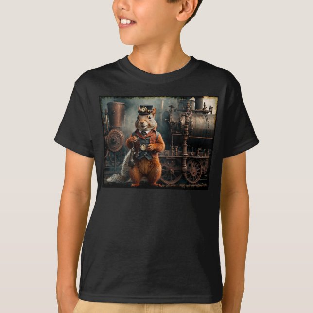 T-shirt Écureuil à vapeur et train (Devant)