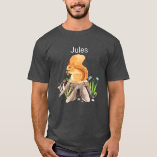 T-shirt Écureuil animal de forêt avec nom Jules vintage
