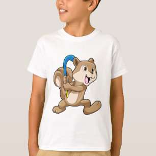 T-shirt Écureuil au hockey sur gazon avec bâton
