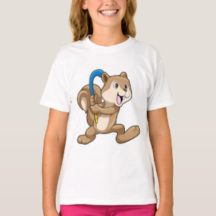 T-shirt Écureuil au hockey sur gazon avec bâton