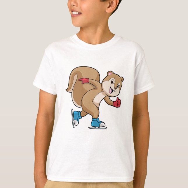 T-shirt Écureuil au patinage sur glace avec patins sur gla (Devant)