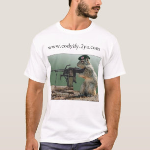T-shirt écureuil avec la mitrailleuse
