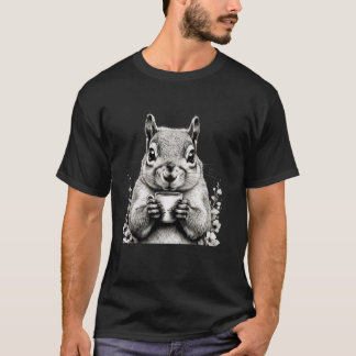 T-shirt Écureuil buvant du café Faune Mignonne Amour de la