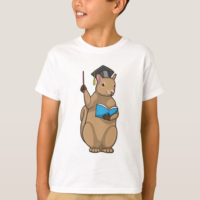 T-shirt Écureuil comme enseignant avec livre (Devant)