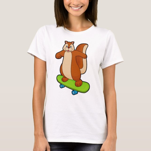T-shirt Écureuil comme patineur avec skateboard (Devant)