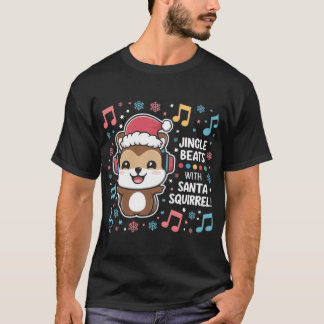 T-shirt Écureuil dans les casques et Santa Hat - Jingle Be