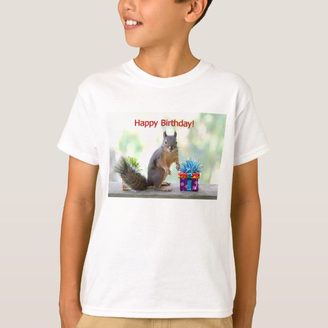 T-shirt Écureuil de joyeux anniversaire (Devant)