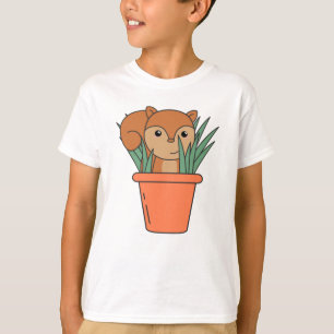 T-shirt Écureuil En Fleur Pot Plante