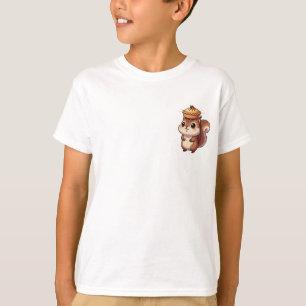 T-shirt Écureuil Équilibrant un Chapeau de Tarte aux Gland