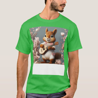 T-shirt Écureuil floral esthétique Jouer Banjo