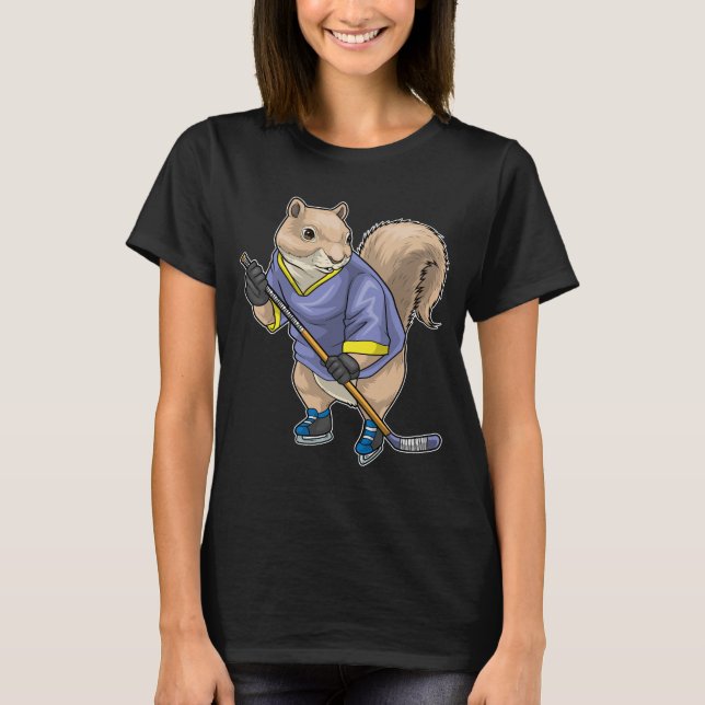 T-shirt Écureuil Hockey sur glace Bâton de hockey sur glac (Devant)