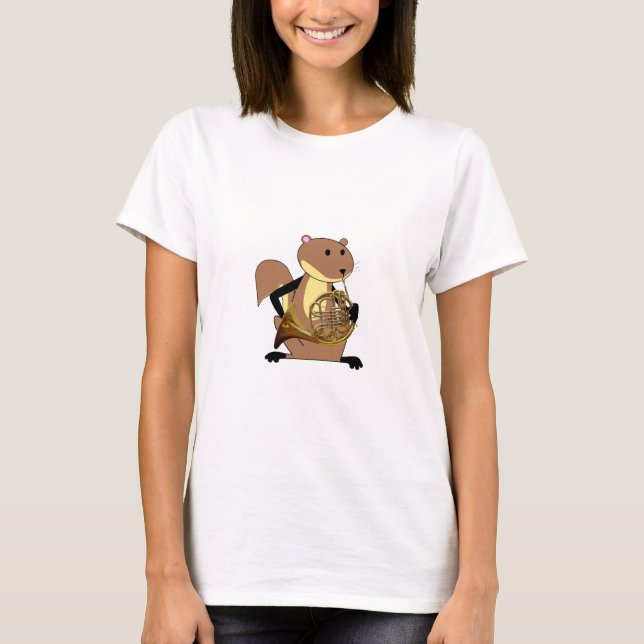 T-shirt Écureuil jouant le cor de harmonie (Devant)