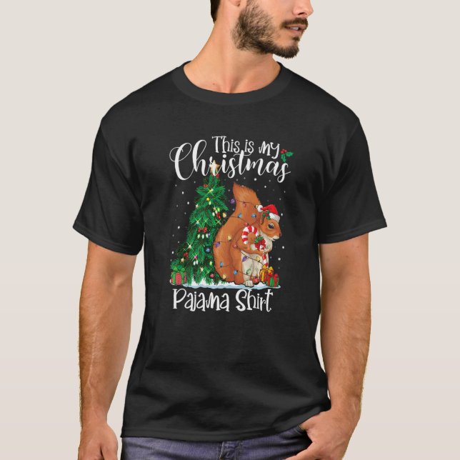 T-shirt Écureuil lumières de Noël Pyjama écureuil Noël (Devant)
