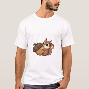 T-shirt Écureuil Mignon Enlaçant un Gland Géant