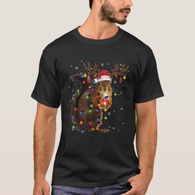 T-shirt Écureuil Noël Teinder Reinder lumières de Noël P (Devant)