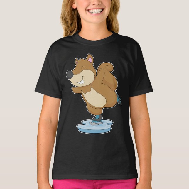 T-shirt Écureuil Patinage sur glace Patins sur glace Patin (Devant)