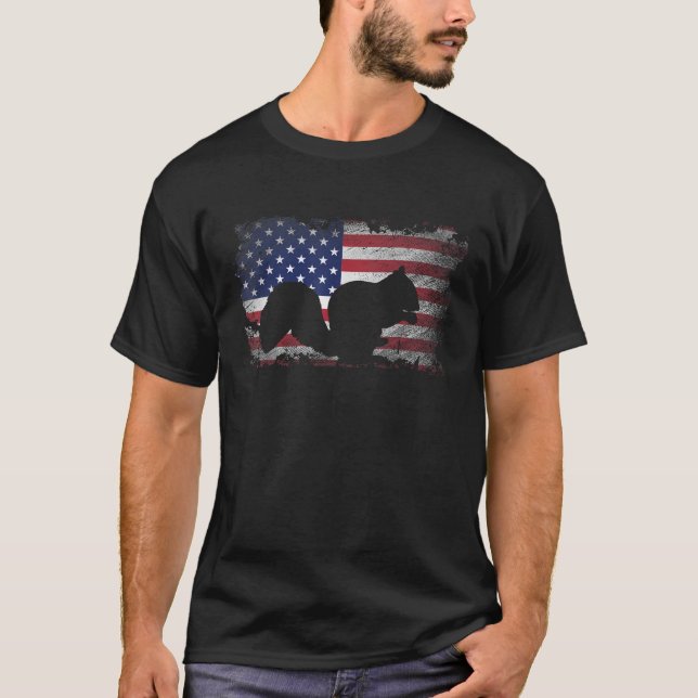 T-shirt Écureuil patriotique Drapeau américain Cool Animau (Devant)