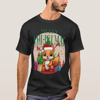 T-shirt Écureuil souriant à Santa Hat