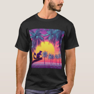 T-shirt Écureuil Violet Sur Tropiques Néon