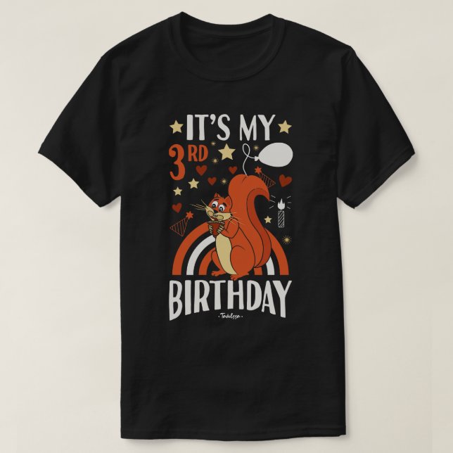 T-shirt Écureuils de 3e anniversaire (Design devant)