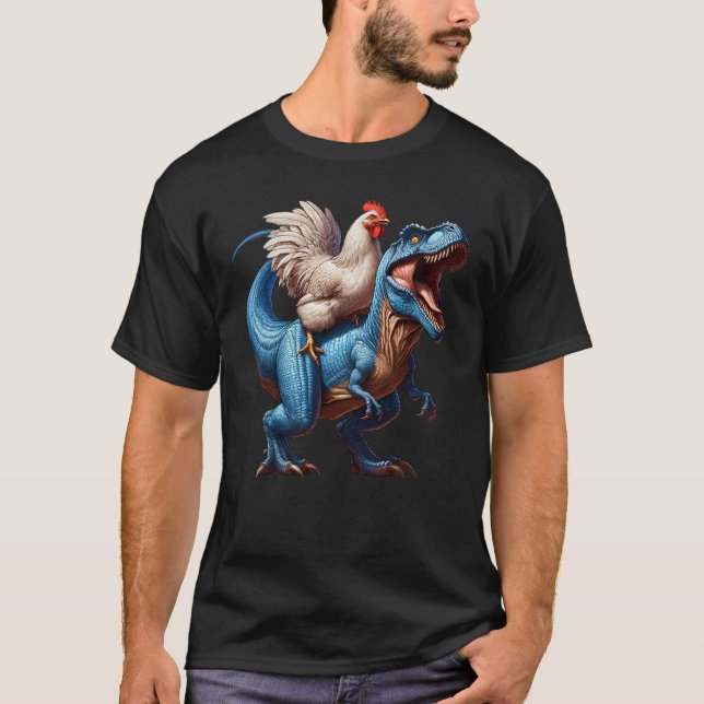 T-shirt Écurie de poulet Dinosaur Aspirateur de la ferme p (Devant)
