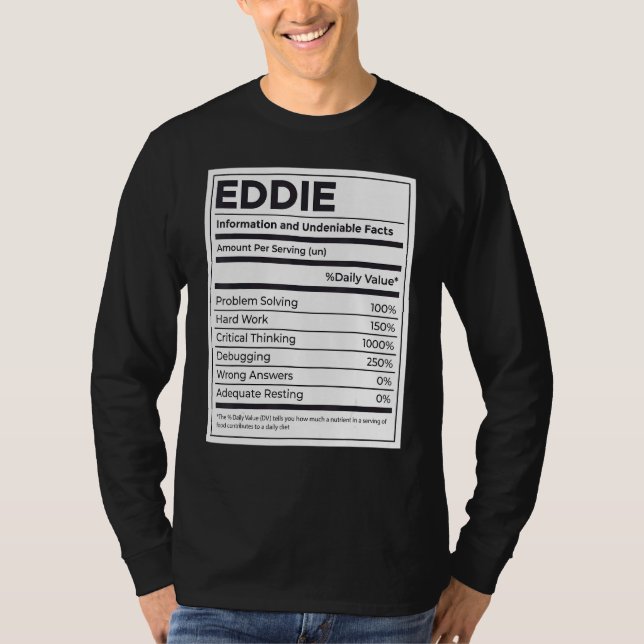 T-shirt Eddie Nutrition Information Problème Résoudre Dur (Devant)