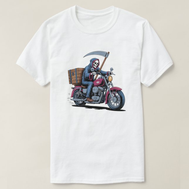 T-shirt Edgy Grim Reaper Motorcycle Rider (Design devant)