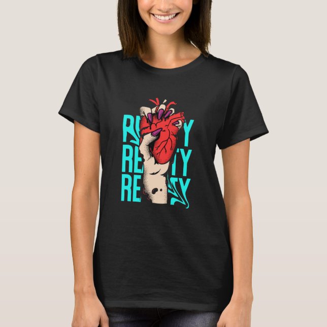 T-shirt Edgy Hand & Heart Graphic – Bold Pop Art Illustrat (Devant)