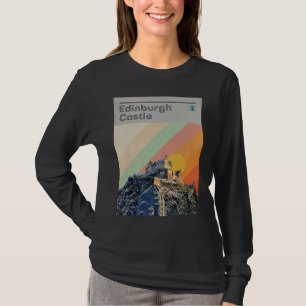 T-shirt Edinburgh Castle Rainbow Print Retro Style 60s
