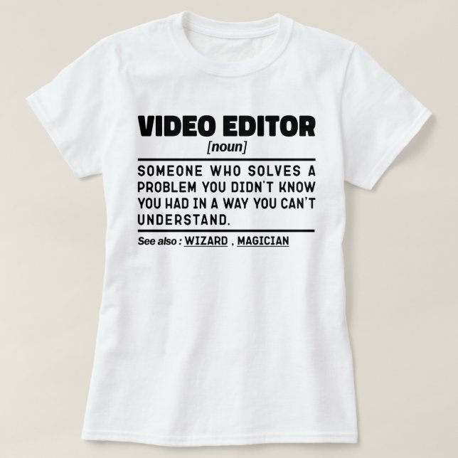 T-shirt Éditeur vidéo Noun Définition Spécialiste de la ré (Design devant)