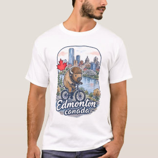 T-shirt Edmonton Alberta Cyclisme Bison Mignon
