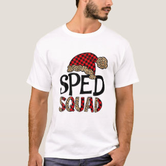T-shirt Éducation spéciale Santa Hat Buffalo Plaid Leopard