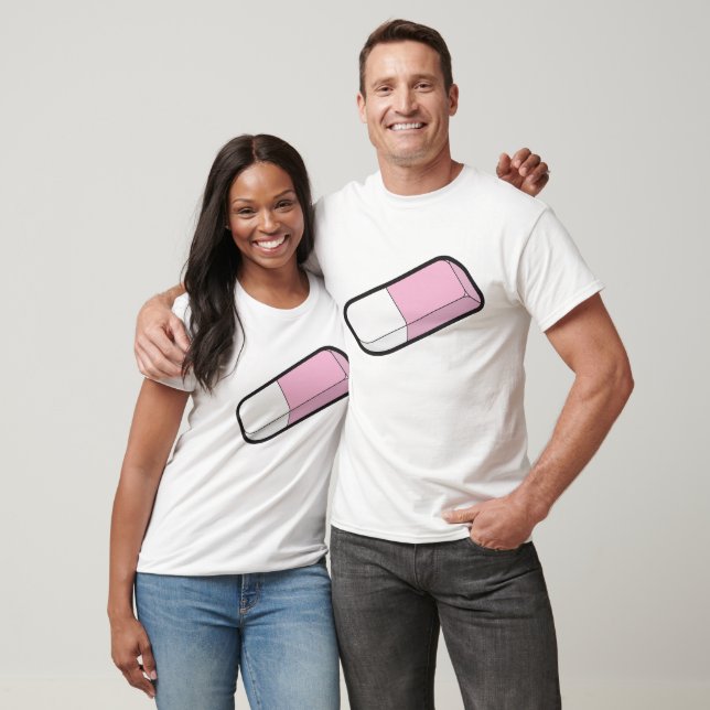 T-shirt Effaceur rose et blanc (Unisexe)