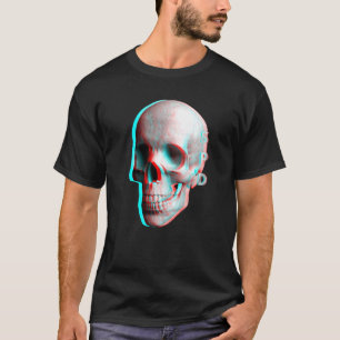 T-shirt Effet 3 Dimensions Crâne Bleu Rouge
