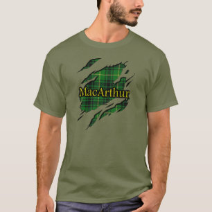 T-shirt Effet de chemise déchiré par tartan de MacArthur