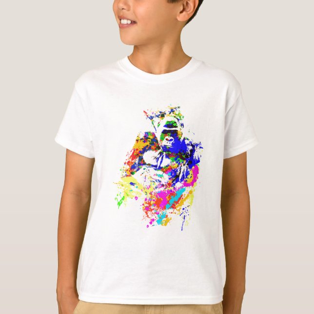 T-shirt Effet de peinture d'éclaboussure de gorille de (Devant)