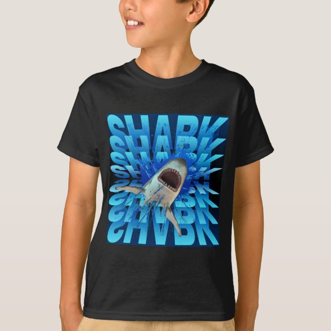 T-shirt effet de texte requin typographie  (Devant)