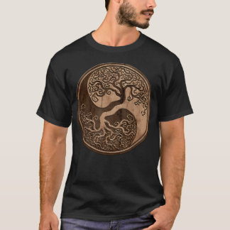 T-shirt Effet Du Grain De Bois Brut Arbre De Vie Yin Yang