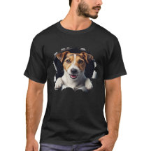 T-shirt effet papier déchiré avec Jack Russell Ter