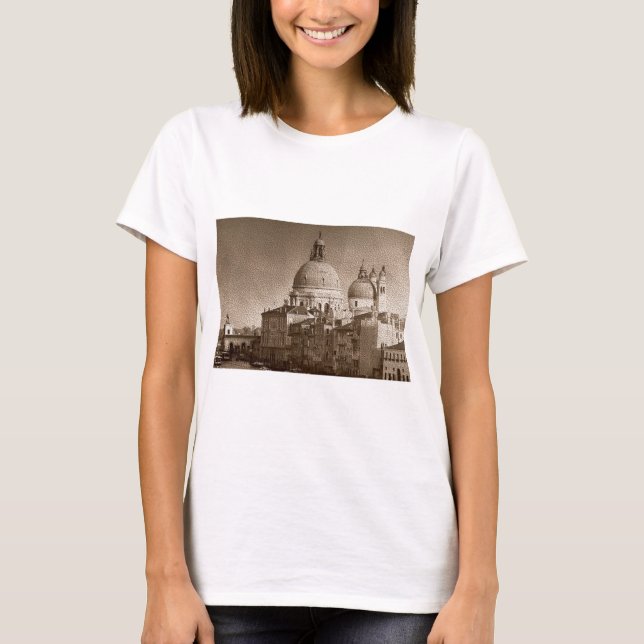 T-shirt Effet Papier Sepia Venise Grand Canal (Devant)