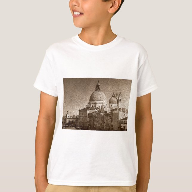 T-shirt Effet Papier Sepia Venise Grand Canal (Devant)