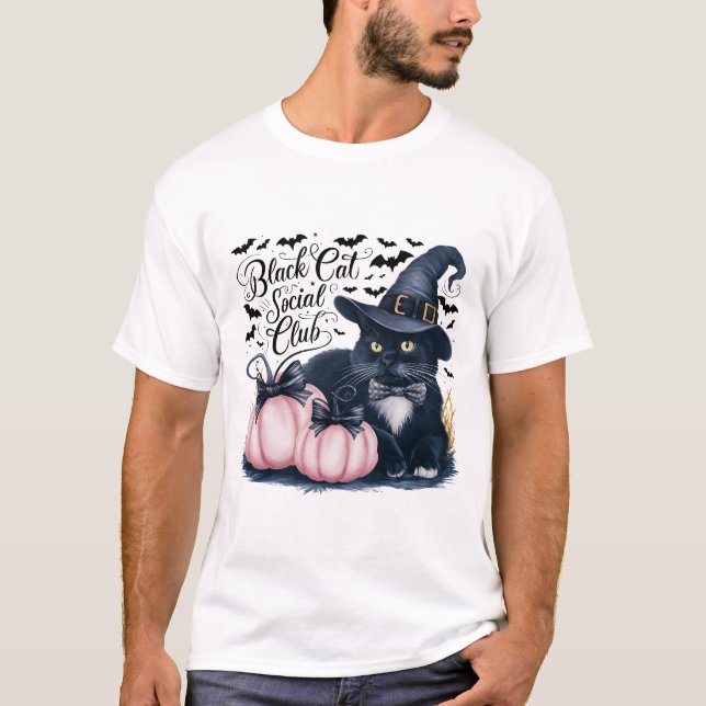 T-shirt éffrayant Black Cat Social Club (Devant)