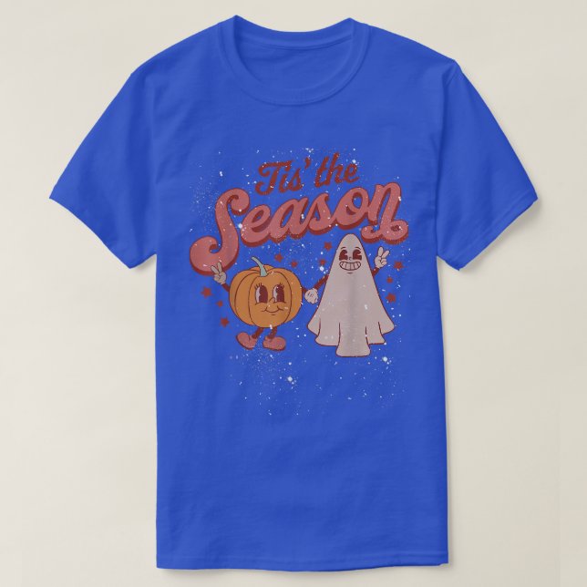 T-shirt Effrayant C'Est La Saison Citrouille Ghost Costume (Design devant)
