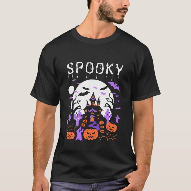 T-shirt Éffrayant d'Halloween noir (Devant)